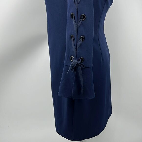 Vince Camuto navy off the shoulder arm lace up XL dress - Picture 5 of 6